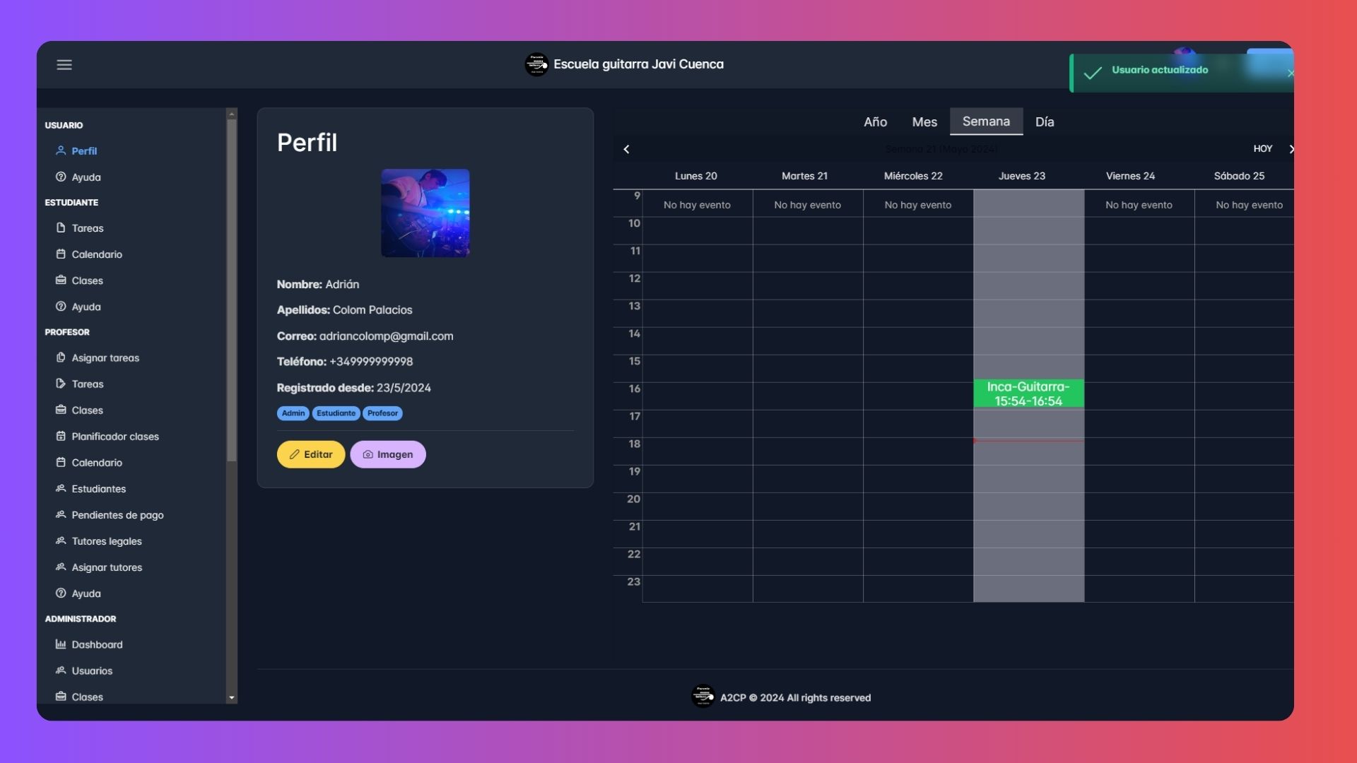 Administracion academia de música